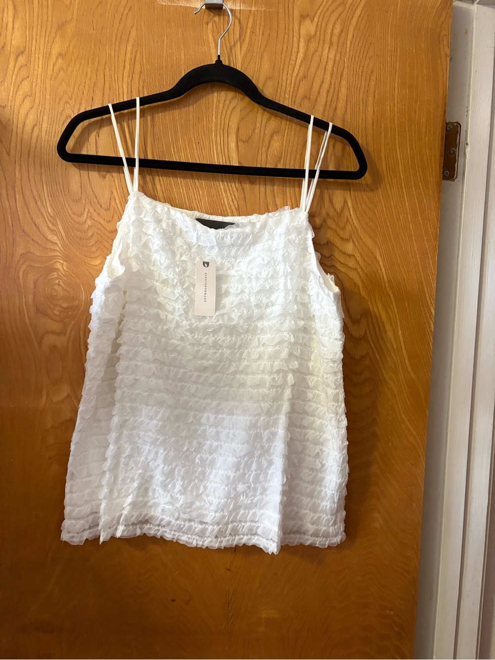 Anthropologie Sunday in Brooklyn White Ruffle Strap Camisole L